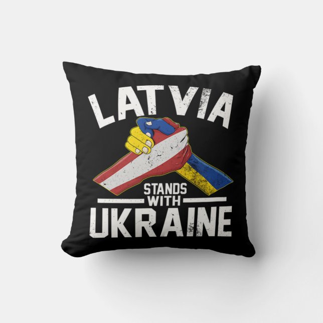 Cojín Decorativo Letonia está de pie con la bandera ucraniana leton (Anverso)
