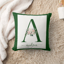 Cojín Decorativo Letra A floral monograma