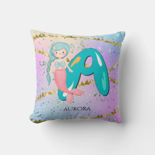 Cojín Decorativo Letra A Monograma Acuarela Cuta Cristales De Siren