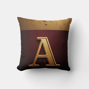 Cojín Decorativo Letra A Monograma De Oro Con Metal Derramado