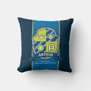 Cojín Decorativo Letra A nombre que significa oso Arthur personaliz