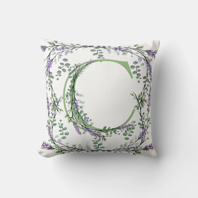 Cojín Decorativo Letra alfabética C Lavender Eucalyptus (Anverso)