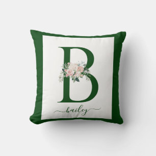 Cojín Decorativo Letra B Floral Monograma