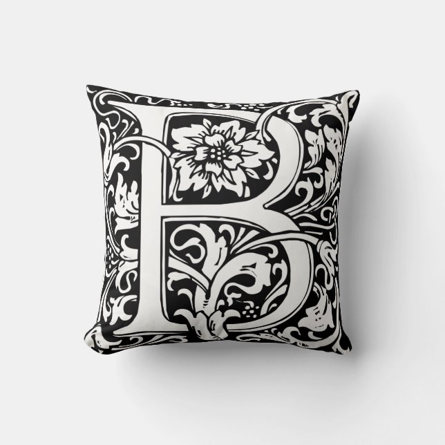 Cojín Decorativo Letra B Monograma medieval Art Nouveau (Anverso)