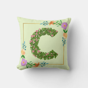 Cojín Decorativo Letra C del alfabeto floral