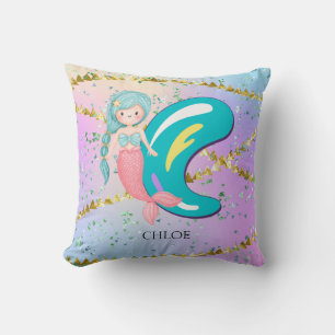 Cojín Decorativo Letra C Monograma Acuarela Cuta Cristales De Siren