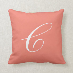 Cojín Decorativo Letra C Monograma de coral