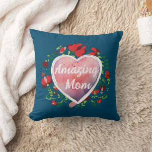 Cojín Decorativo Letra Caligráfica Increíble Mamá Día de la Madre C