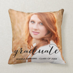 Cojín Decorativo Letra cursiva elegante  2017 Foto Graduada Pillow