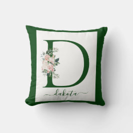 Cojín Decorativo Letra D floral monograma