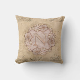 Cojín Decorativo Letra de artesanía vintage N Word Art Oro Rosa