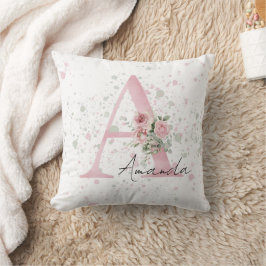 Cojín Decorativo Letra de bebé inicial y nombre acuarela