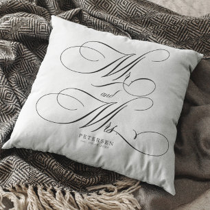 Cojín Decorativo Letra de caligrafía personalizada para boda de Sr.