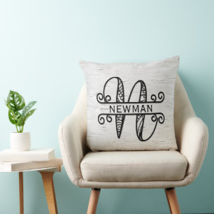 Cojín Decorativo Letra de monograma N con apellido