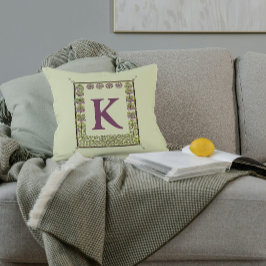 Cojín Decorativo Letra de monograma vintage marco floral Nouveau