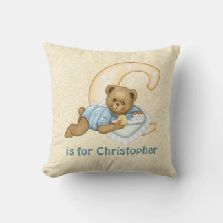 Cojín Decorativo Letra de oso de peluche C Monograma - Personalizar
