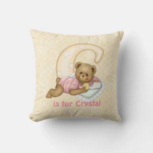 Cojín Decorativo Letra de oso de peluche C Monograma - Personalizar