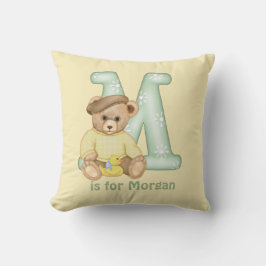 Cojín Decorativo Letra de oso de peluche M Monograma Pillow