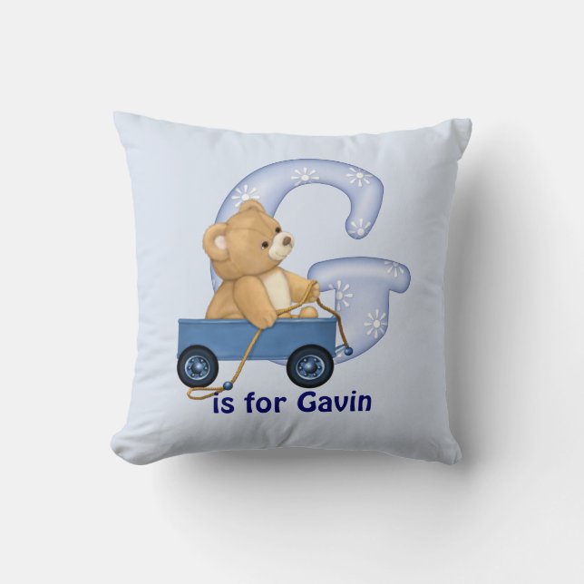Cojín Decorativo Letra del oso de peluche G Monograma Pillow (Anverso)