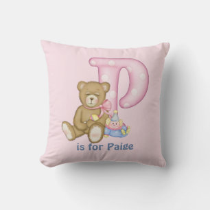 Cojín Decorativo Letra del oso de peluche P Monograma Pillow