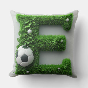 Cojín Decorativo ⚽ Letra E Fútbol Césped Topiaria Decoración Deport