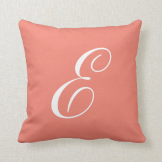 Cojín Decorativo Letra E Monograma Coral Pillow