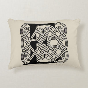 Cojín Decorativo Letra E Monograma Estampado de Nudo Céltico Vintag
