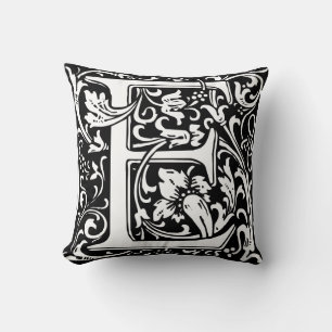 Cojín Decorativo Letra E Monograma Medieval Art Nouveau