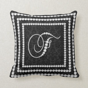 Cojín Decorativo Letra elegante F Diamantes espumosos -Monograma