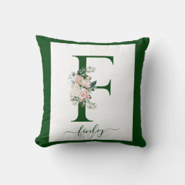 Cojín Decorativo Letra F floral monograma