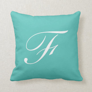 Cojín Decorativo Letra F Monograma Turquesa