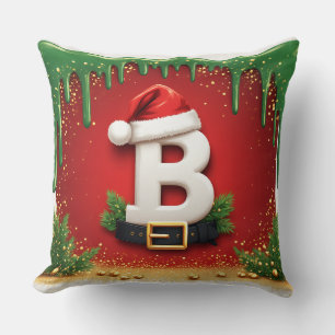 Cojín Decorativo Letra festiva B con encanto navideño 🎅