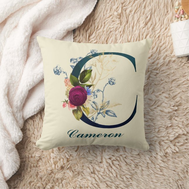 Cojín Decorativo Letra floral fancy 'C' (Manta)