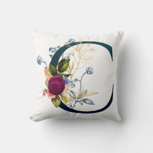 Cojín Decorativo Letra floral fancy monograma C