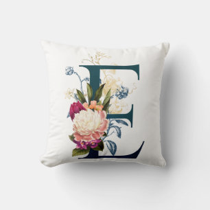 Cojín Decorativo Letra floral fancy monograma E