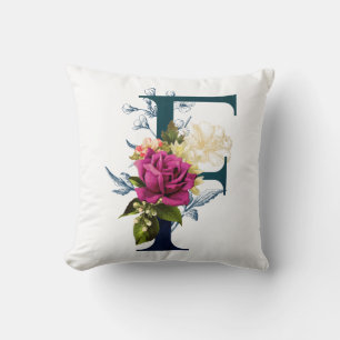 Cojín Decorativo Letra floral fancy monograma F