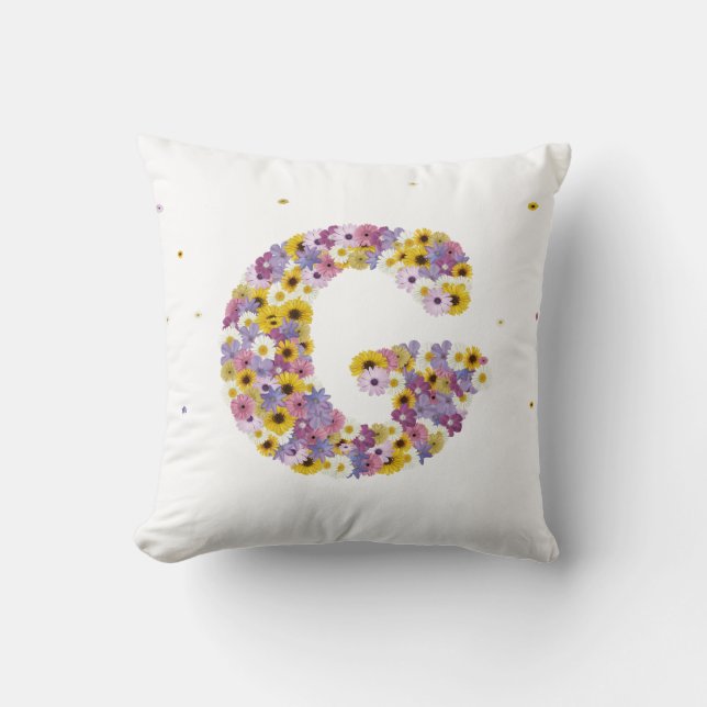 Cojín Decorativo Letra floral g (Anverso)
