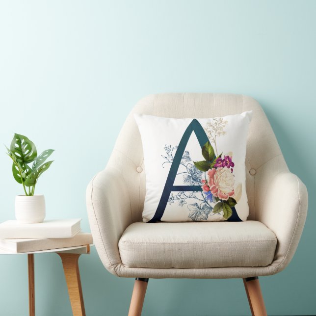 Cojín Decorativo Letra floral minúscula a monograma (Silla)