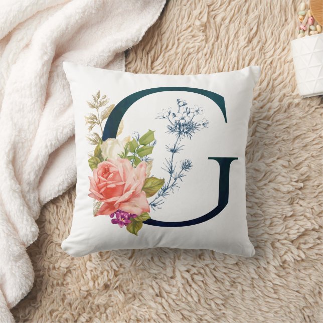 Cojín Decorativo Letra floral minúscula g (Manta)