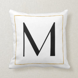 Cojín Decorativo Letra Gold Black White Personalizada Monograma