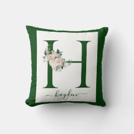 Cojín Decorativo Letra H floral monograma