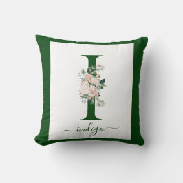 Cojín Decorativo Letra I floral monograma