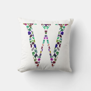 Cojín Decorativo Letra inicial con diseño gemstone