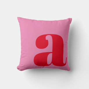 Cojín Decorativo Letra Inicial de Monograma Negrita Rosa Rojo Diver