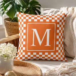 Cojín Decorativo Letra inicial de monograma personalizado naranja a