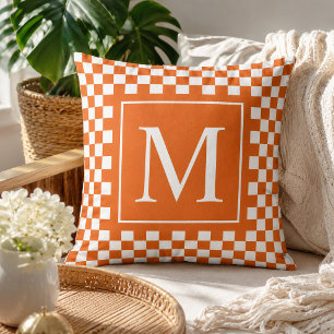 Cojín Decorativo Letra inicial de monograma personalizado naranja a