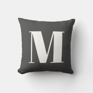 Cojín Decorativo Letra inicial gris oscuro monograma moderno