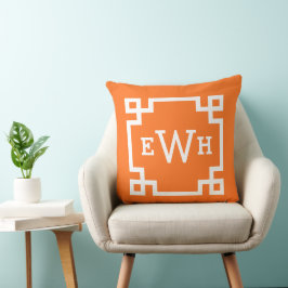 Cojín Decorativo Letra Inicial Mayúscula Naranja con Motivo de Llav