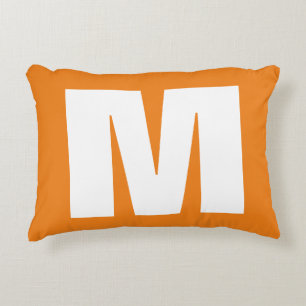 Cojín Decorativo Letra inicial monograma estilo moderno Naranja bla