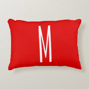 Cojín Decorativo Letra inicial monograma estilo moderno rojo blanco